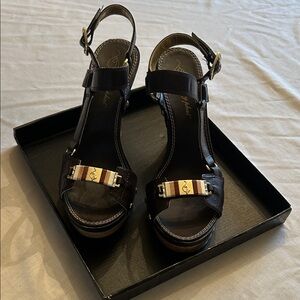 Baby Phat Black and Brown Strappy Sandals